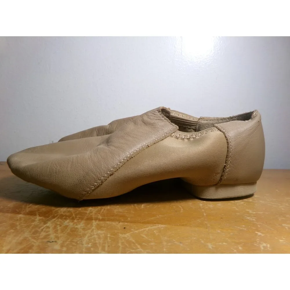 Pre-Owned Dance Jazz Shoes So Danca JZ43 Child 13.5M Tan Pull On Leather Split